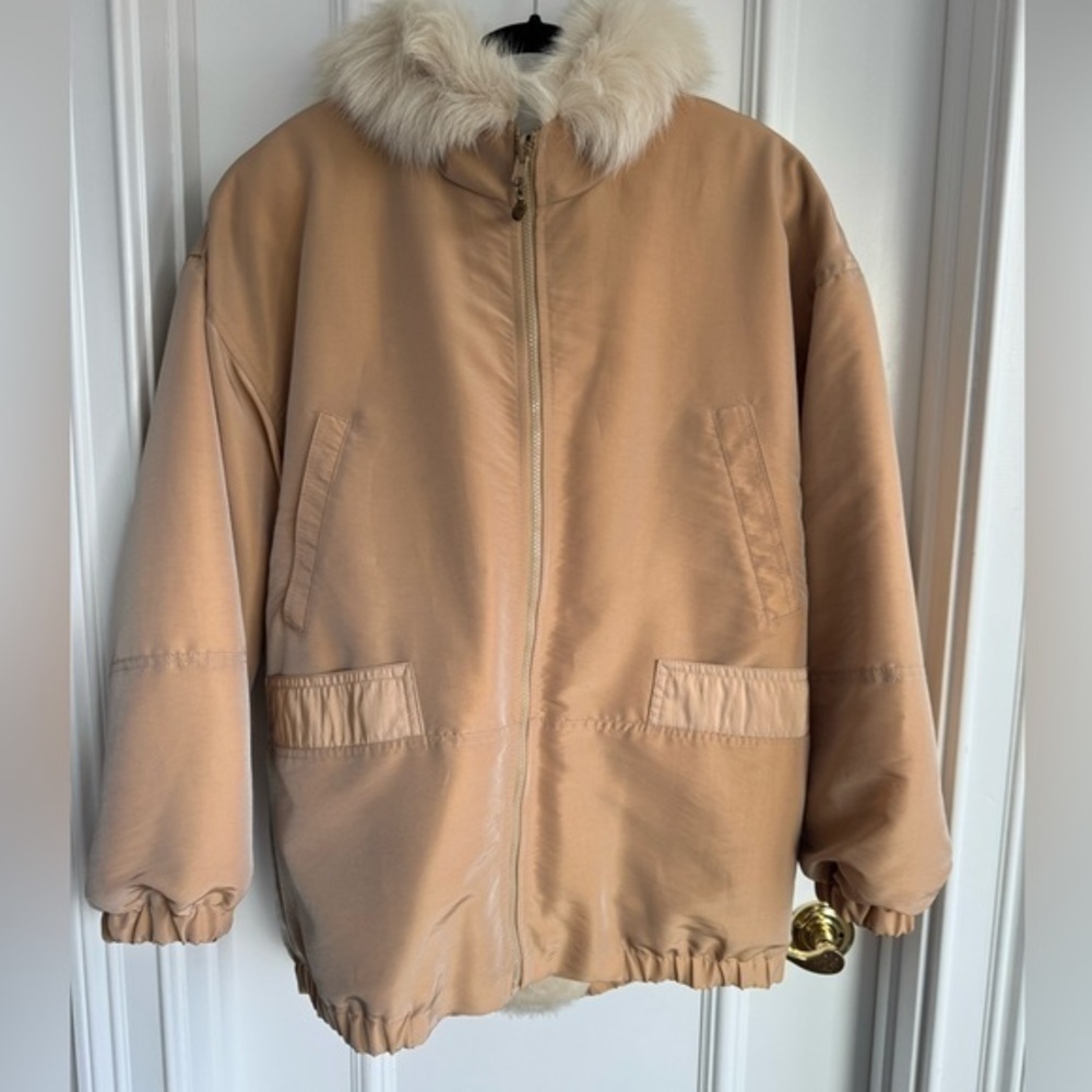 Vintage J. Percy for Marvin Richards Reversible Faux Fur Coat Size Medium - Picture 2 of 9